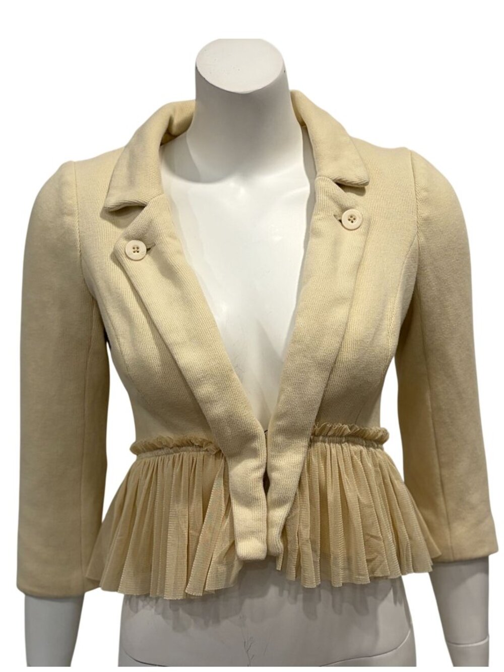 Free People Fitted Peplum Jacket Size 8 Sheer Pleated Hem Floral Lining Boho